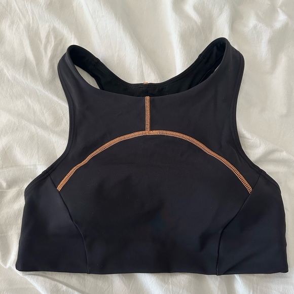 Lululemon Tough Train high neck bra, black/orange soda, size 6 - Picture 5 of 10